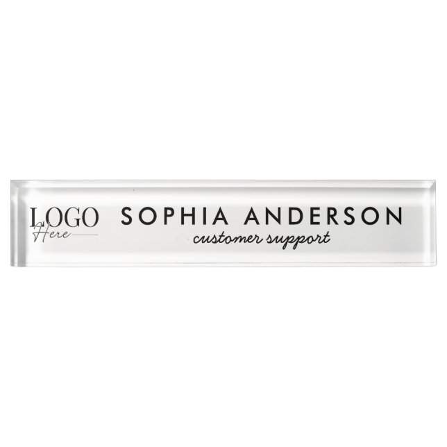 Minimalist Modern Business Your Logo Here Employee Nameplate (Front)