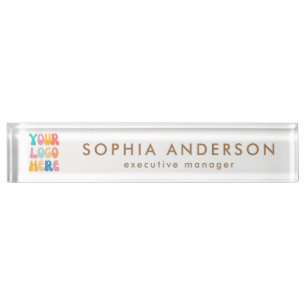 Minimalist Modern Business Your Logo Here Employee Nameplate