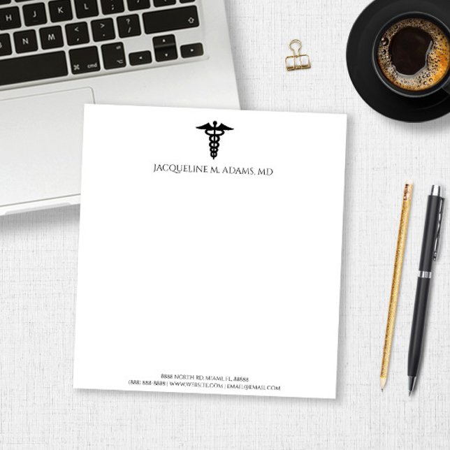 Minimalist Modern Caduceus Medical Doctor Nurse Notepad (Creator Uploaded)