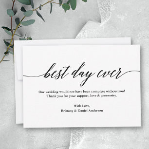 Minimalist Modern Calligraphy Best Day Wedding Thank You Card