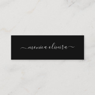 Minimalist Modern Calligraphy Black Mini Business Card