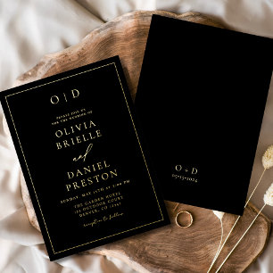 Minimalist Modern Calligraphy Black White Wedding