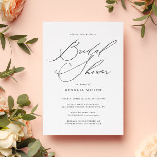 Minimalist Modern Calligraphy Bridal Shower Invitation