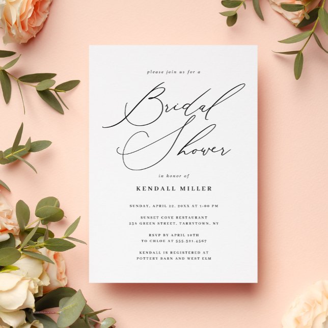 Minimalist Modern Calligraphy Bridal Shower Invitation (Creator Uploaded)