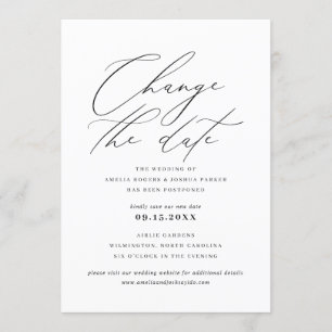 Minimalist Modern Calligraphy Change The Date Invitation