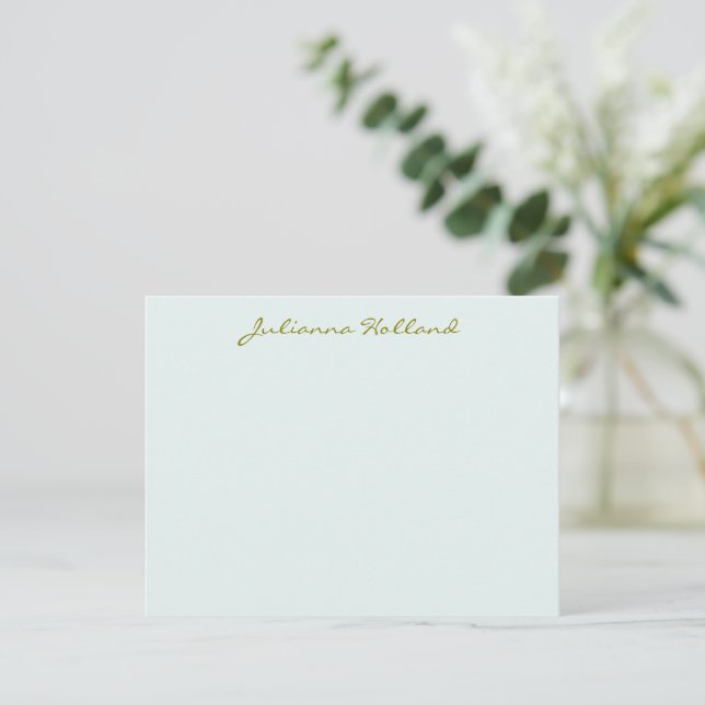 Minimalist Modern Calligraphy Cool Blue Chic Name Card (Standing Front)