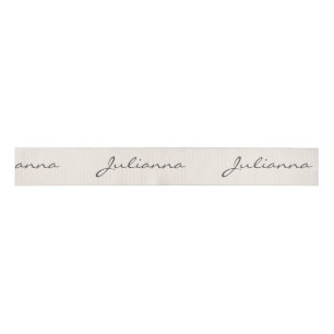 Minimalist Modern Calligraphy Ivory Cream Name Grosgrain Ribbon