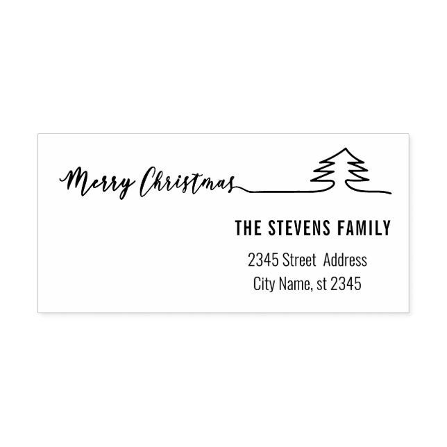 Minimalist modern calligraphy Merry Christmas Rubb Self-inking Stamp (Design)