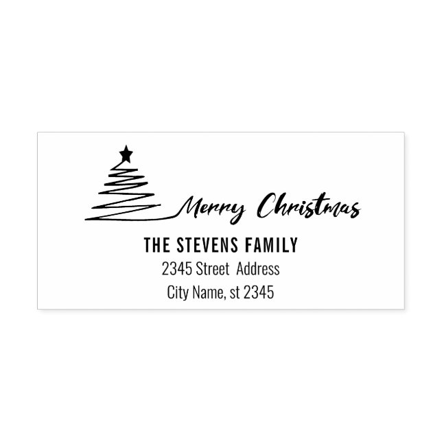 Minimalist modern calligraphy Merry Christmas Rubber Stamp (Imprint)