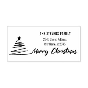 Minimalist modern calligraphy Merry Christmas Rubber Stamp