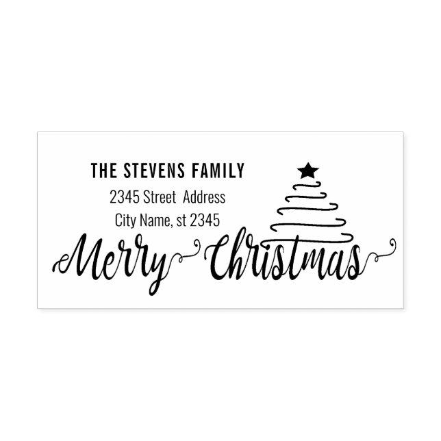 Minimalist modern calligraphy Merry Christmas Rubber Stamp (Imprint)