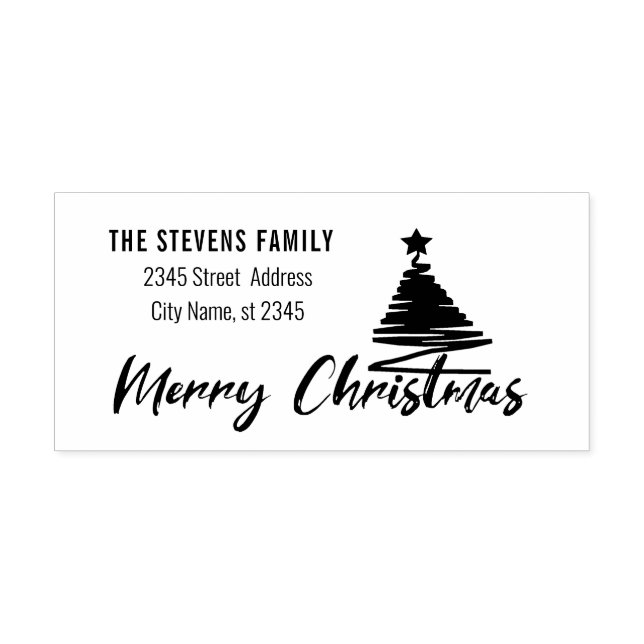 Minimalist modern calligraphy Merry Christmas Rubber Stamp (Imprint)
