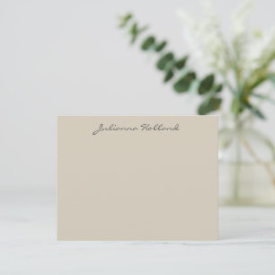 Minimalist Modern Calligraphy Neutral Beige Name Card