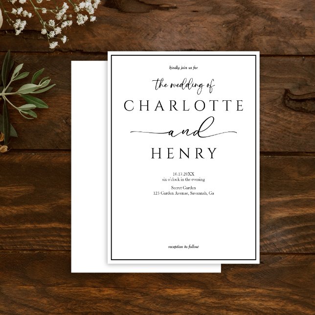 Minimalist Modern Calligraphy Script  Wedding Invitation (Creator Uploaded)