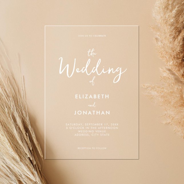 Minimalist Modern Calligraphy Wedding Acrylic Invitations (Creator Uploaded)