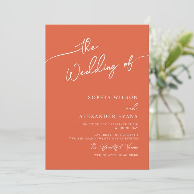 Minimalist Modern Calligraphy Wedding Invitation (Standing Front)