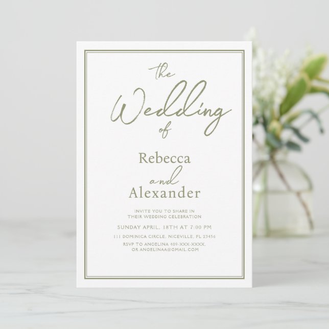 Minimalist Modern Calligraphy Wedding Invitation (Standing Front)