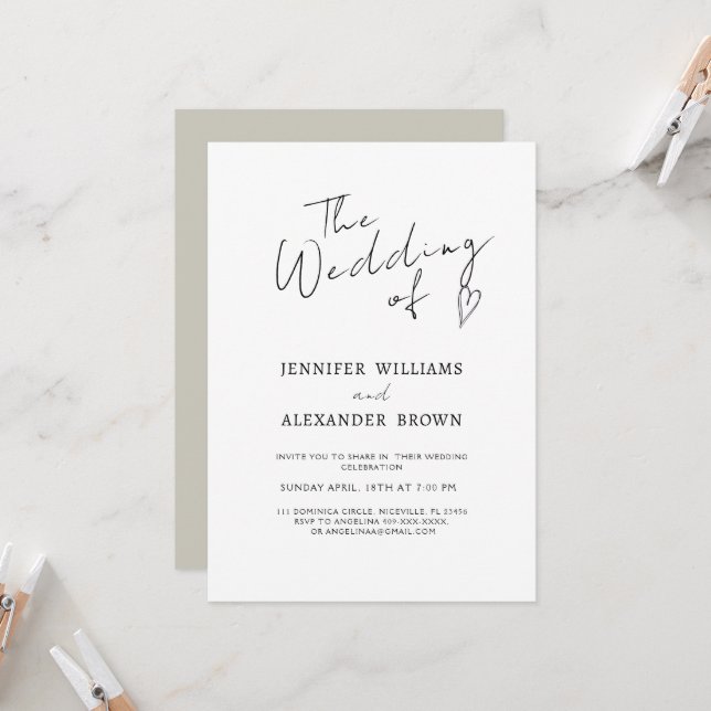 Minimalist Modern Calligraphy Wedding Invitation (Front/Back In Situ)