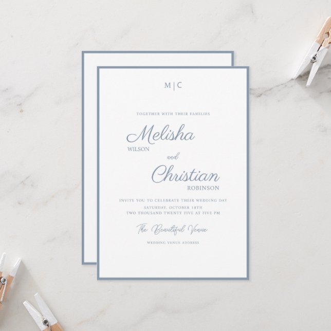 Minimalist Modern Calligraphy Wedding Invitation (Front/Back In Situ)