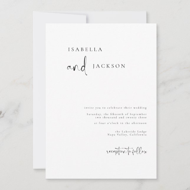 Minimalist Modern Calligraphy Wedding Invitation (Front)