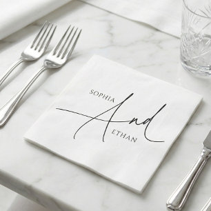 Minimalist Modern Calligraphy Wedding Napkin