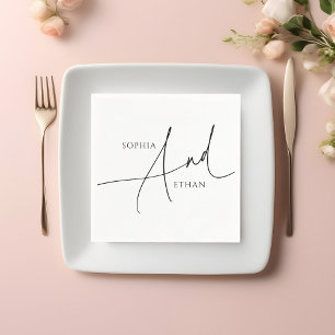 Minimalist Modern Calligraphy Wedding Napkin