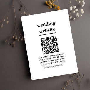 Minimalist Modern Calligraphy Wedding QR Code Enclosure Card