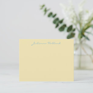 Minimalist Modern Calligraphy Yellow Blue Name Card