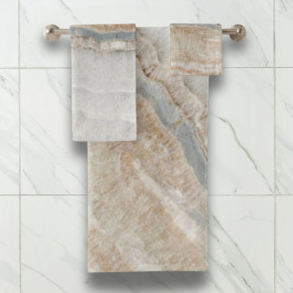 minimalist modern chic beige tan white grey marble bath towel set