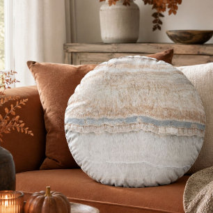 minimalist modern chic beige tan white grey marble round cushion