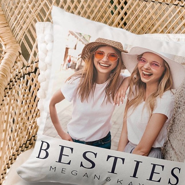 Minimalist Modern Chic Best Friends BFF Photo Cushion (Creator Uploaded)