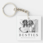 Minimalist Modern Chic Best Friends BFF Photo Key Ring (Front)