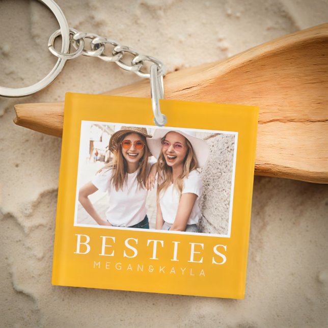 Minimalist Modern Chic Best Friends BFF Photo Key Ring (Creator Uploaded)