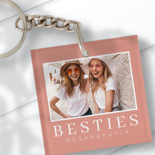 Minimalist Modern Chic Best Friends BFF Photo Key Ring