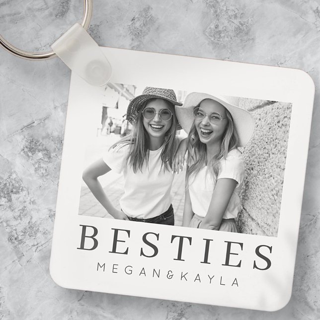 Minimalist Modern Chic Best Friends BFF Photo Key Ring (Creator Uploaded)
