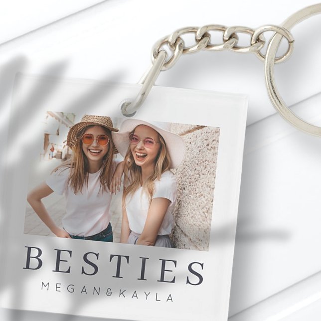 Minimalist Modern Chic Best Friends BFF Photo Key Ring (Creator Uploaded)