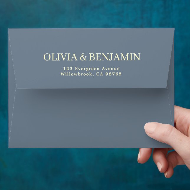 Minimalist Modern Chic Dusty Blue Wedding Envelope (Hand)