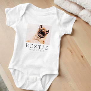 Minimalist Modern Chic Pet Bestie BFF Photo Baby Bodysuit