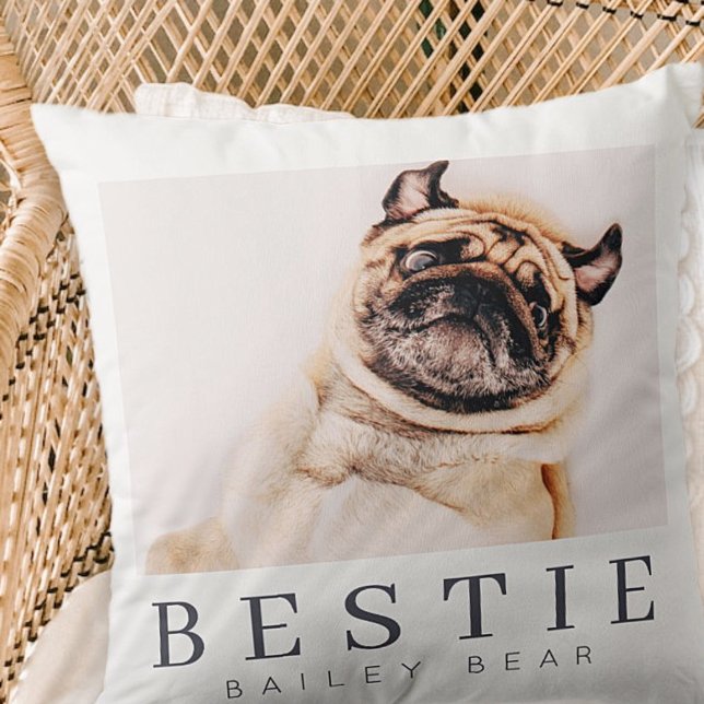 Minimalist Modern Chic Pet Bestie BFF Photo Cushion (Creator Uploaded)
