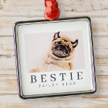Minimalist Modern Chic Pet Bestie BFF Photo Metal Tree Decoration<br><div class="desc">Design is composed of fun and playful typography with sans serif and serif font. Add a custom photo.</div>