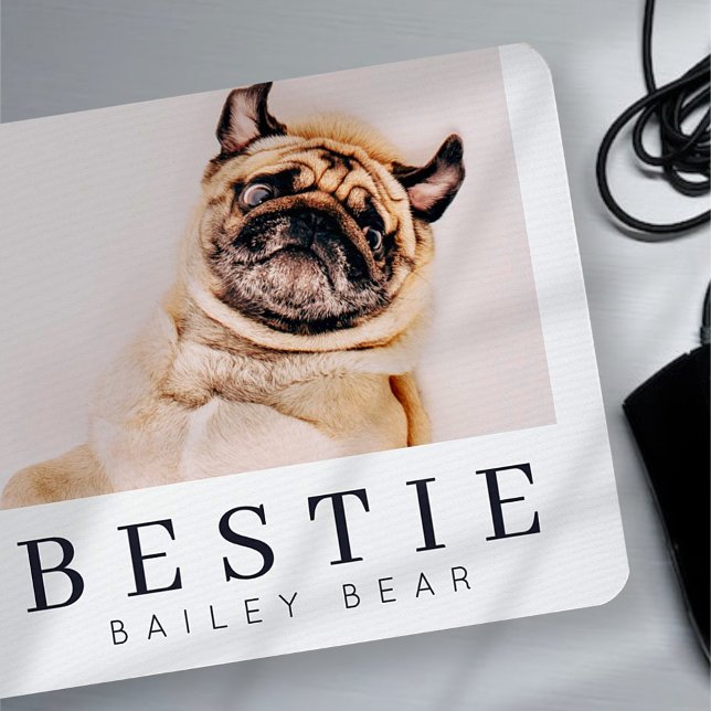 Minimalist Modern Chic Pet Bestie BFF Photo Mouse Pad (Creator Uploaded)