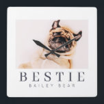 Minimalist Modern Chic Pet Bestie BFF Photo Square Wall Clock<br><div class="desc">Design is composed of fun and playful typography with sans serif and serif font. Add a custom photo.</div>