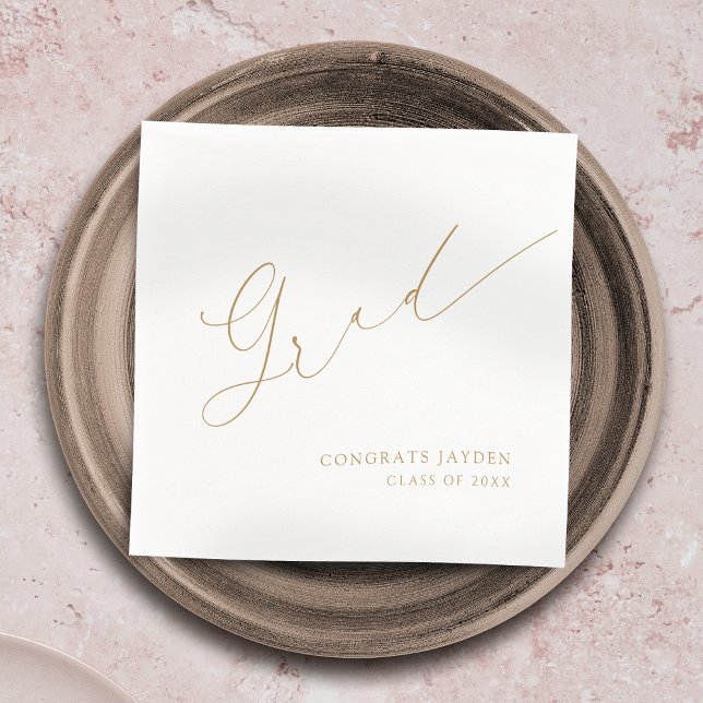 Minimalist Modern Chic Script Elegant Graduation Napkin (Minimalist Modern Chic Script Elegant Graduation Napkins)