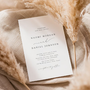 Minimalist Modern Chic Script Elegant Wedding Invitation