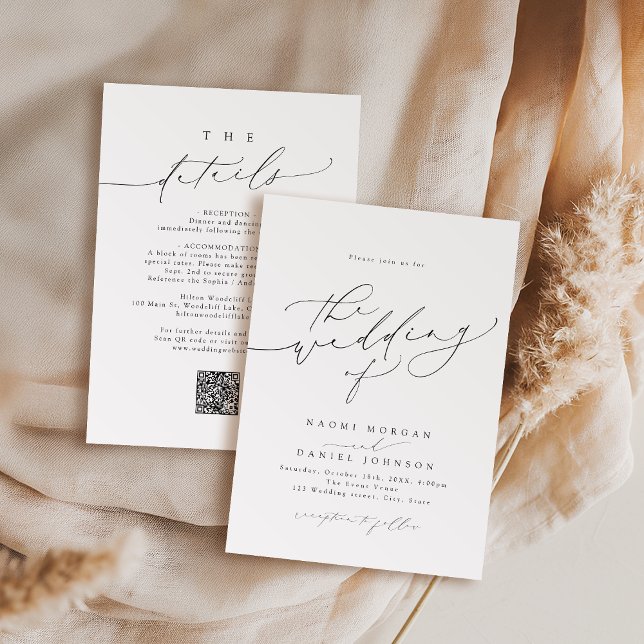 Minimalist Modern Chic Script Elegant Wedding Invitation (Minimalist Modern Chic Script Elegant Wedding Invitation)