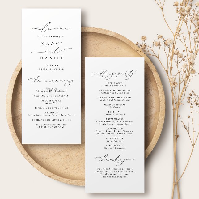 Minimalist Modern Chic Script Elegant Wedding Programme (Minimalist Modern Chic Script Elegant Wedding Program)