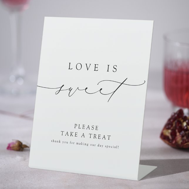 Minimalist Modern Chic Script Love Is Sweet Pedestal Sign (Minimalist Modern Chic Script Love Is Sweet Pedestal Sign)