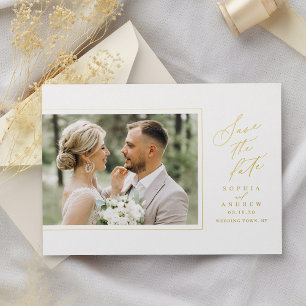 Minimalist Modern Chic Script Photo Save The Date