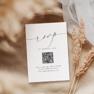 Minimalist Modern Chic Script QR Code Wedding RSVP Card