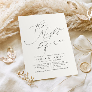 Minimalist Modern Chic Script Rehearsal Dinner Invitation